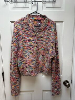 NASTY GAL Multicolor Speckled Zip-Up Cropped Cardigan